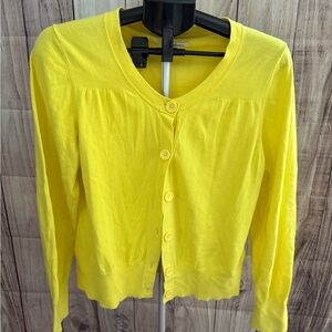 Banana Republic Cropped Yellow Cotton Cardigan Button Sweater |XL | Lightweight